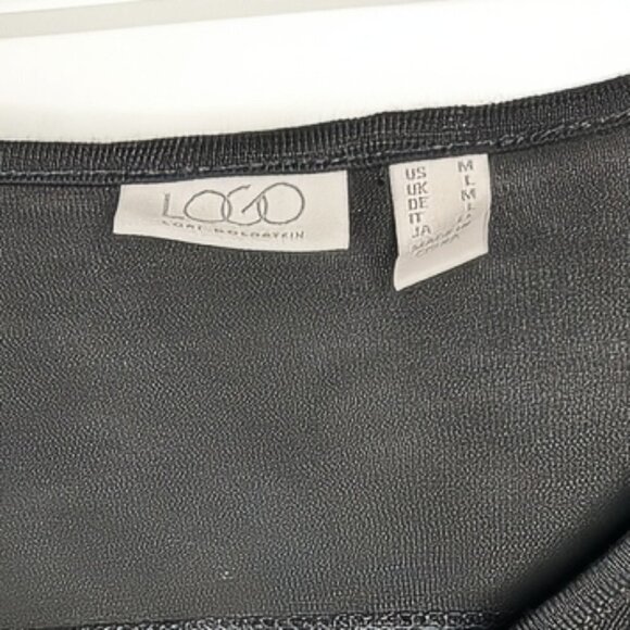 Logo by Lori Goldstein Black 1/2 Sleeve Asymmetrical with pockets Top Size: M - Picture 8 of 9